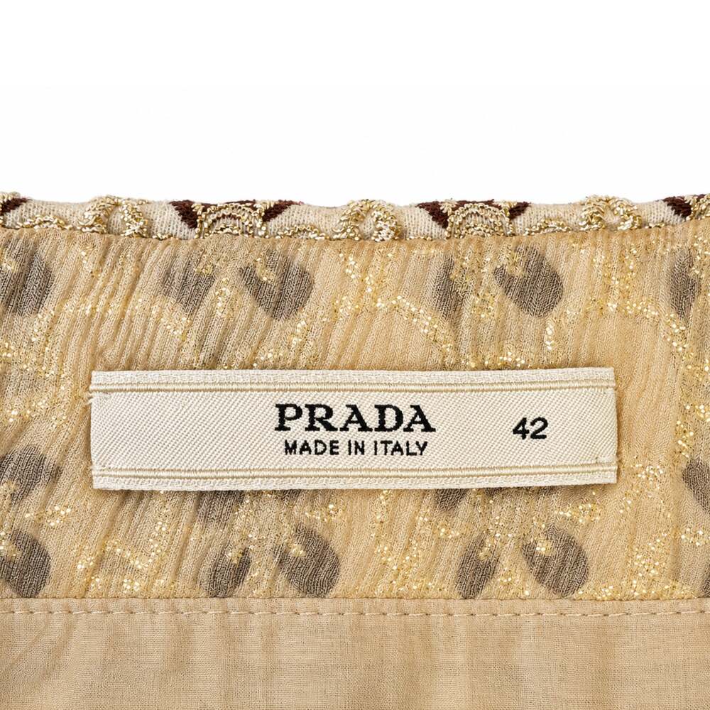 Prada Vintage SS02 Gold & Brown Lurex Brocade Pleated Midi Skirt Size IT 42 - Picture 5 of 7
